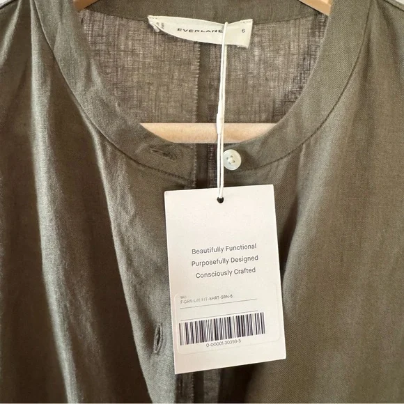 Everlane Frolic Linen Dress NWT - Olive - Size 6 - Picture 5 of 5